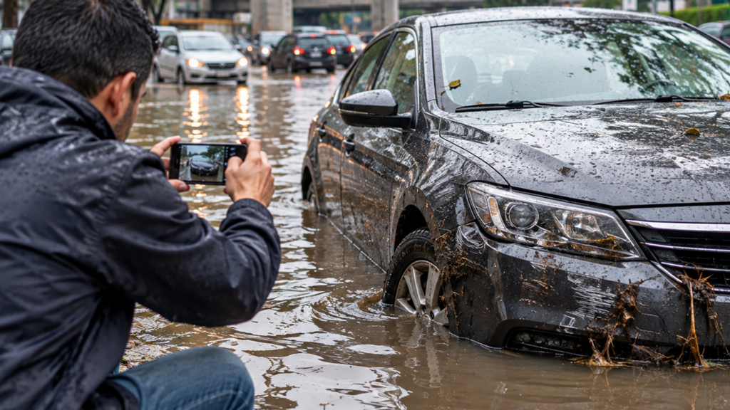 ¿Qué hacer si tu auto sufre daños por lluvia o inundación?

✅ Protocolo de emergencia — daños por agua:
✔ No intentes encender el auto si estuvo sumergido. Puede causar daños irreparables al motor.
✔ Documenta todo con fotos y video antes de mover el vehículo.
✔ Llama a tu aseguradora de inmediato y reporta el siniestro desde el lugar.
✔ No limpies el interior antes de que llegue el ajustador — el estado del daño es evidencia.
✔ Solicita grúa para trasladar el auto al taller autorizado.
✔ Guarda todos los comprobantes de gastos relacionados con el siniestro